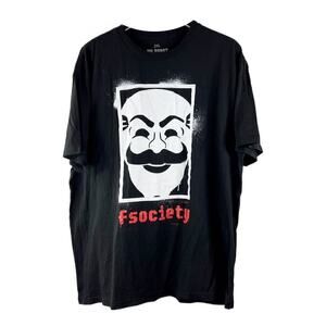 Mr. Robot fsociety Adult Short Sleeve Black T-Shirt Mens‎ Size 2XL